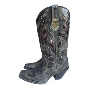 Durango Crush Bling Inlay Snip Toe Cowboy Boot Women size 6